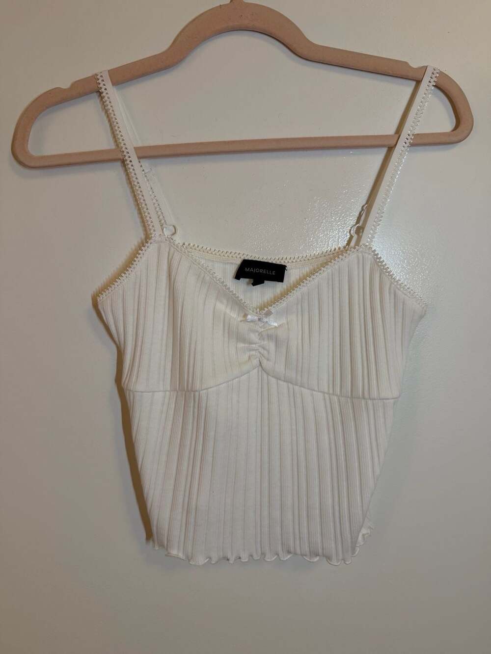Majorelle White Ribbed Cami Tank Top Size M